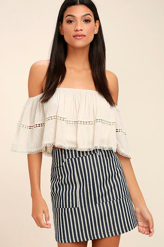 Derby Darling Navy Blue Striped Mini Skirt