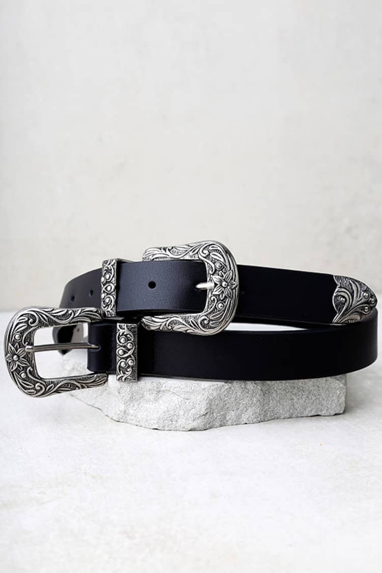 Lovestrength Scarlet Belt - Black and Silver Belt - Leather  display picture 3