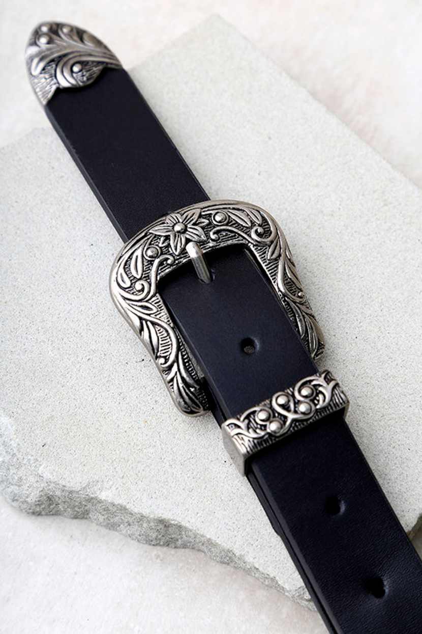 LoveStrength Scarlet Double Silver Buckle Waist Belt Black Leather Women\'s Sz M Lovestrength Scarlet Belt - Black and Silver Belt - Leather  main image 2
