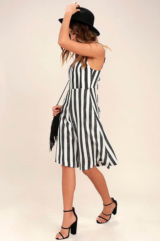Even Better Black and White Striped Midi Jumpsuit 2