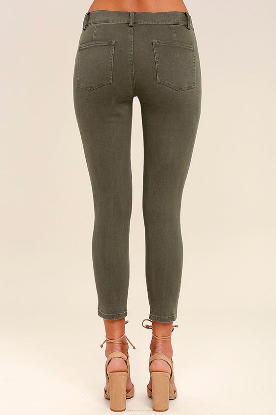 green skinny jeans with pockets jeans