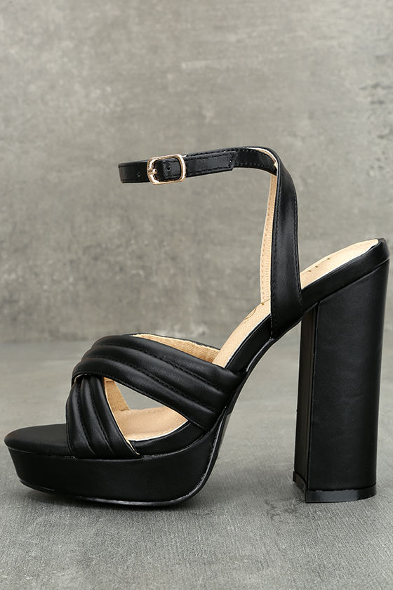 Serilda Black Platform Ankle Strap Heels 2
