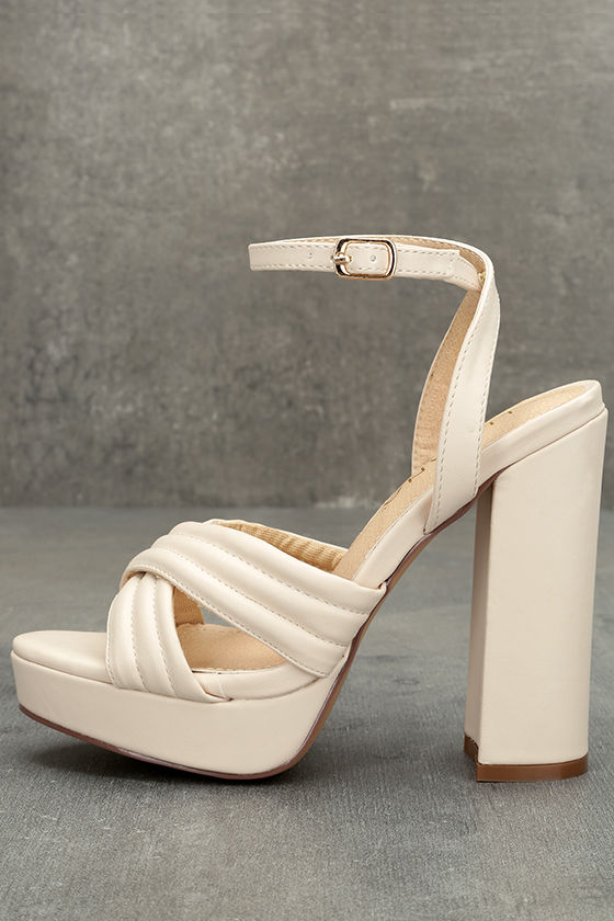 cream heels new look