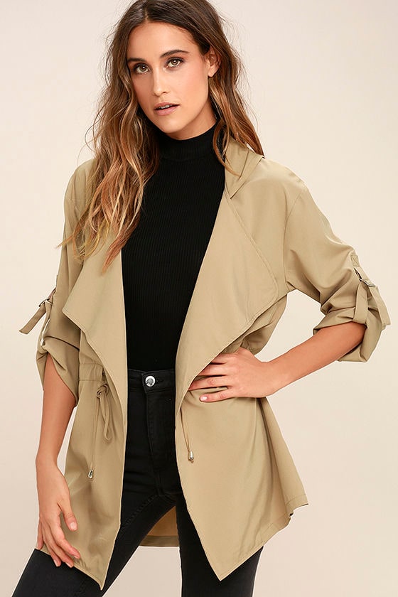 Chic Khaki Jacket Lightweight Jacket Hooded Jacket 71.00 Lulus