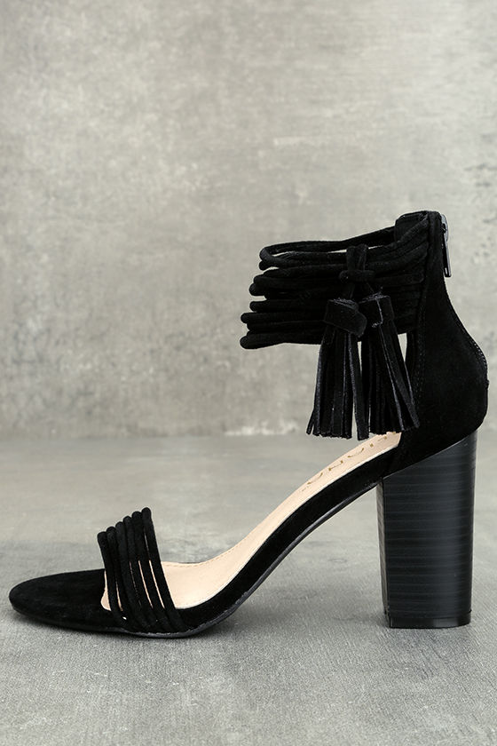 lulus black suede ankle strap heels womens
