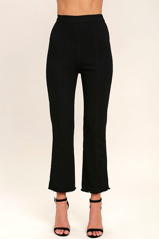 black cropped high waisted jeans