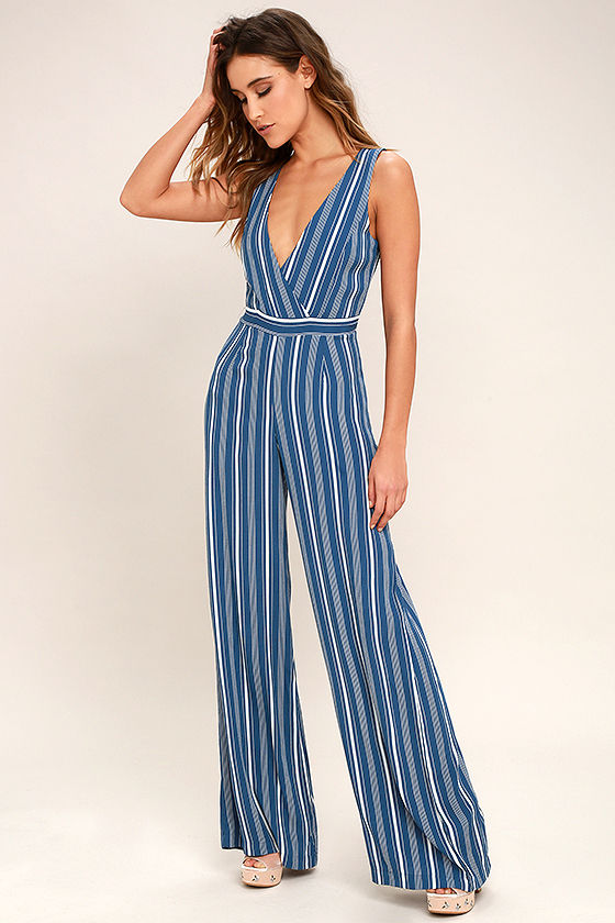 royal blue and white jumpsuit