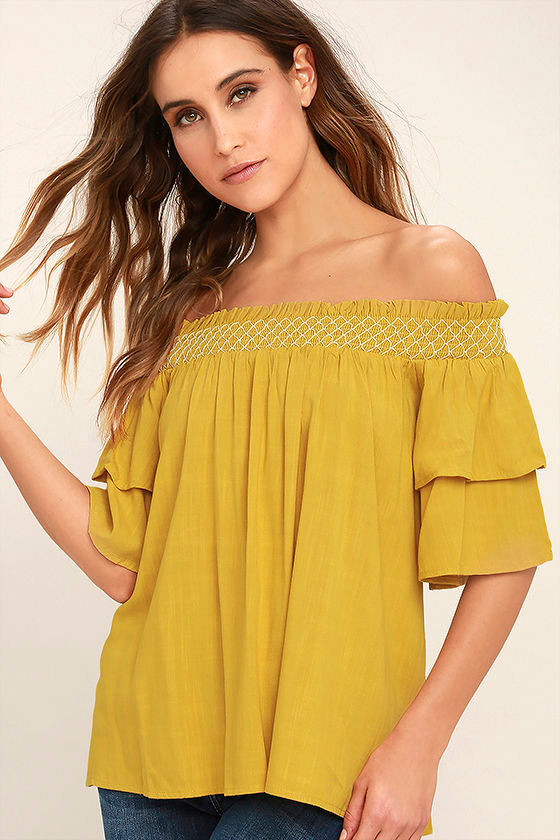 Cute Chartreuse Top - Off-The-Shoulder Top - Short Sleeve Top - $42.00 ...