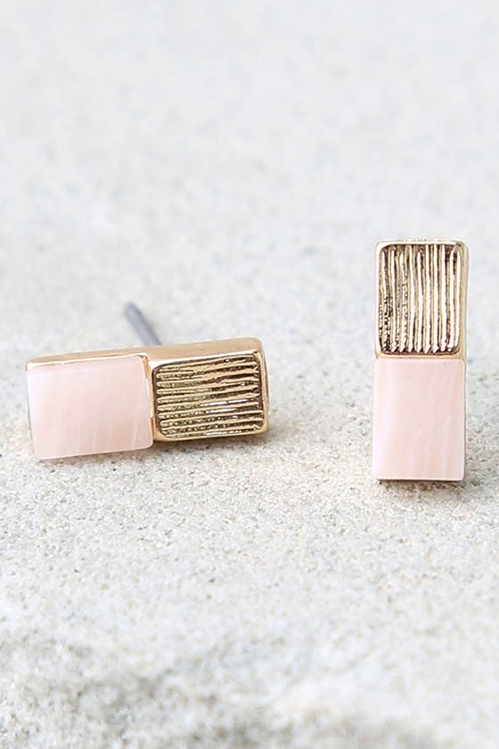 Pillar of Strength Gold and Pink Earrings
