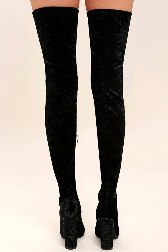 Lovely Black Thigh High Boots Velvet Boots OTK Boots 49.00