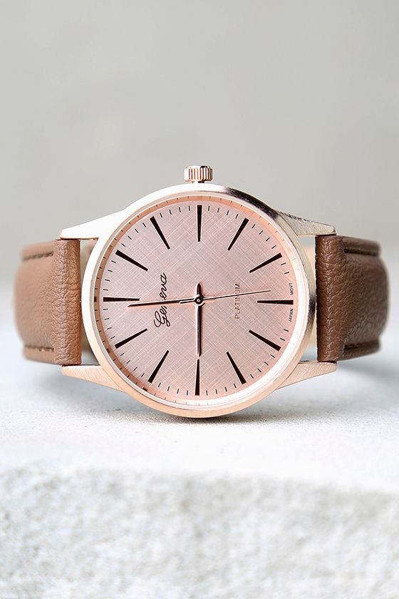 In Due Time Rose Gold and Dark Taupe Watch 2
