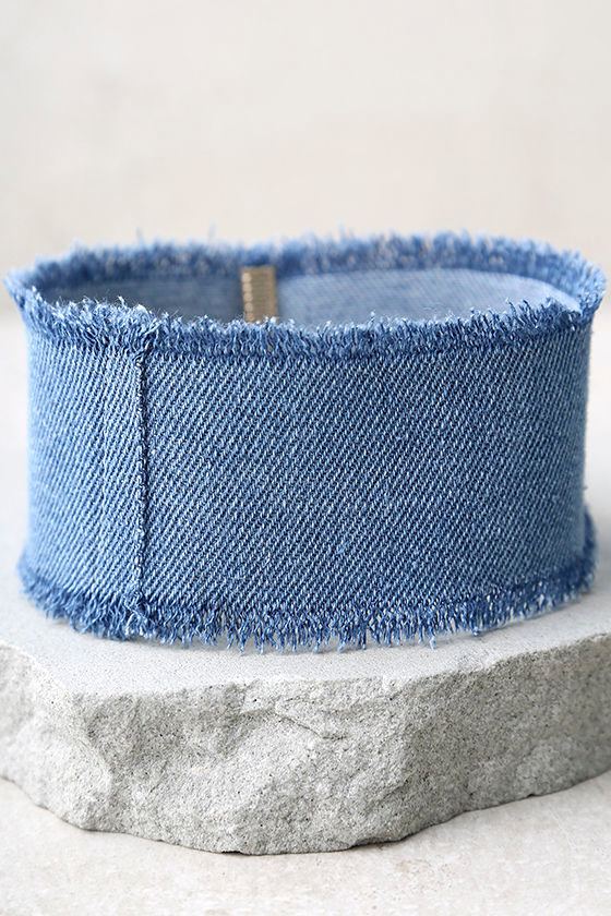 Who Runs the World? Blue Denim Choker Necklace 2