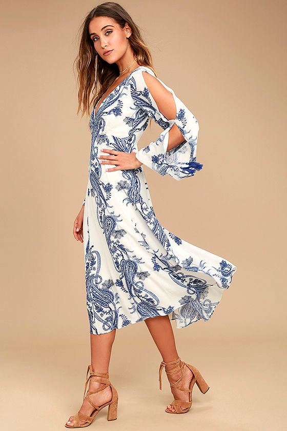 Boat Life Blue and White Print Midi Dress 2