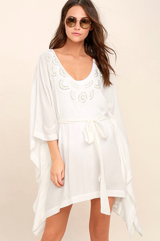 Cool Kaftan Cover-Up - White Cover-Up - Beaded Cover-Up - $48.00 - Lulus