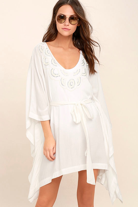 Cool Kaftan CoverUp White CoverUp Beaded CoverUp 48.00 Lulus