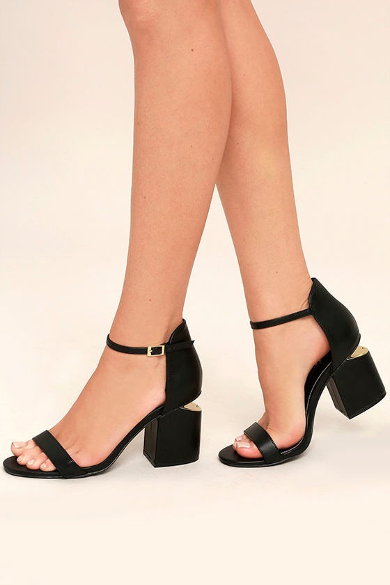 Chic Black Heels - Cutout Heels - Ankle Strap Heels - Single Sole Heels ...