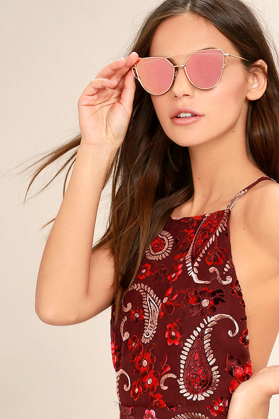 Miss Blue Sky Rose Gold and Pink Mirrored Sunglasses