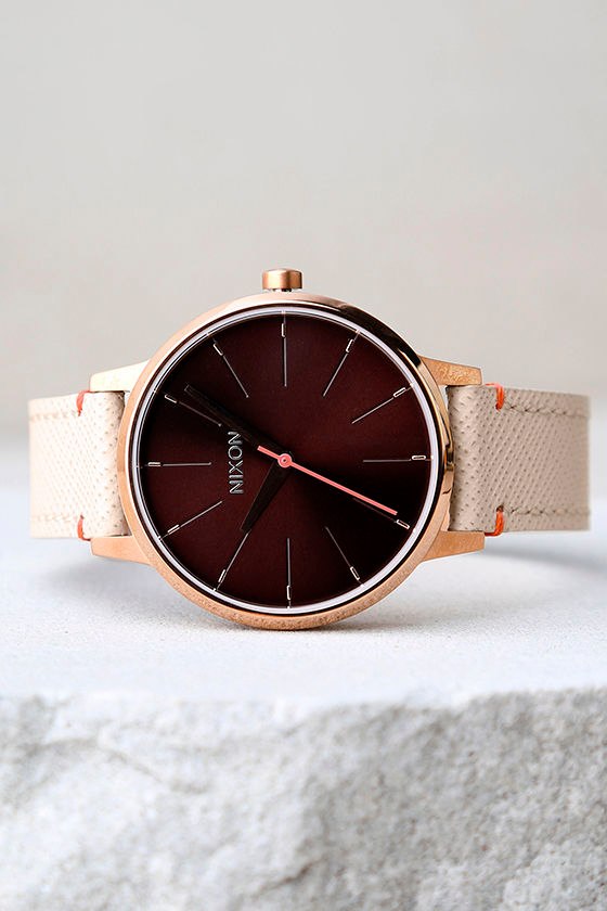Nixon Kensington Leather Rose Gold and Brown Watch 2