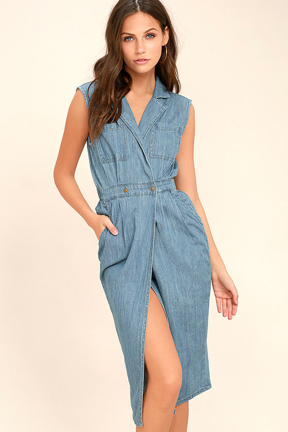 Blue Jean Wrap Dress on Sale 55 OFF 