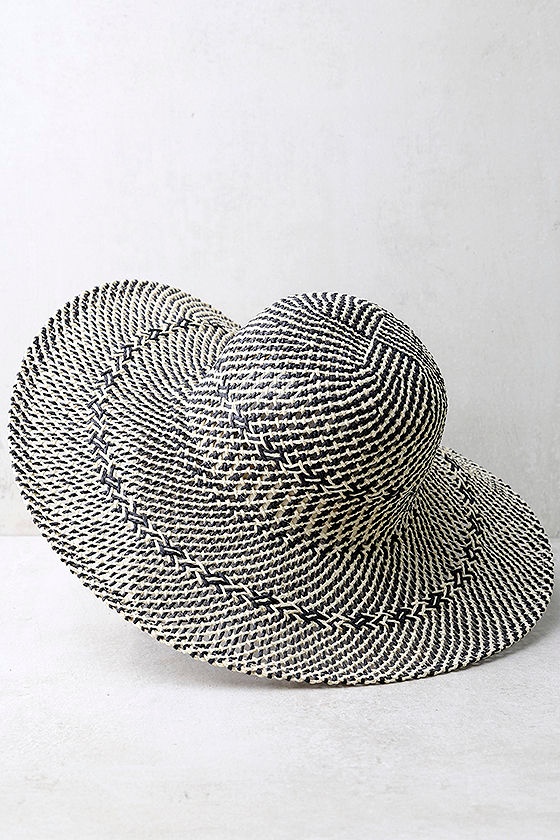 San Diego Hat Co. Antonella Beige and Black Floppy Straw Hat 1