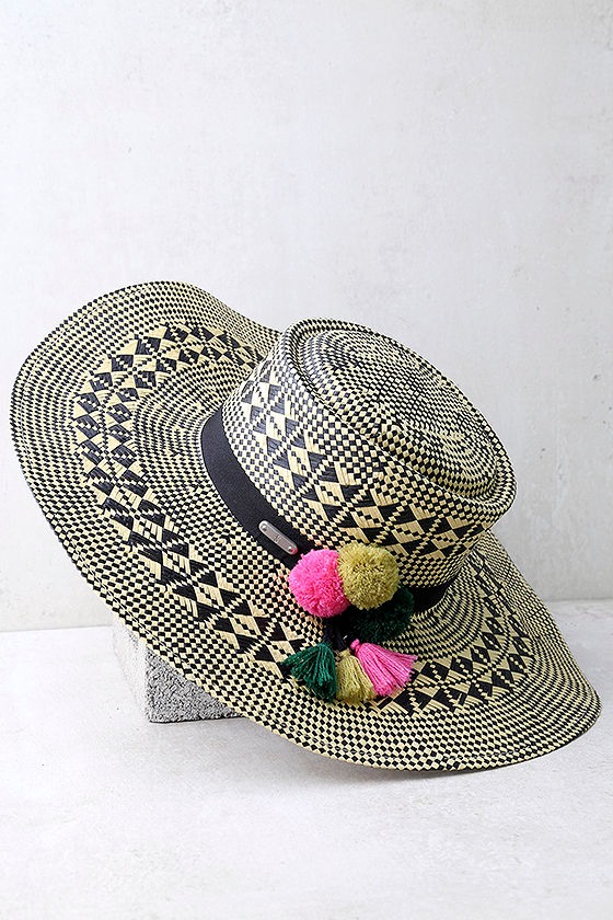 San Diego Hat Co. Fernanda Beige and Black Floppy Straw Hat 2
