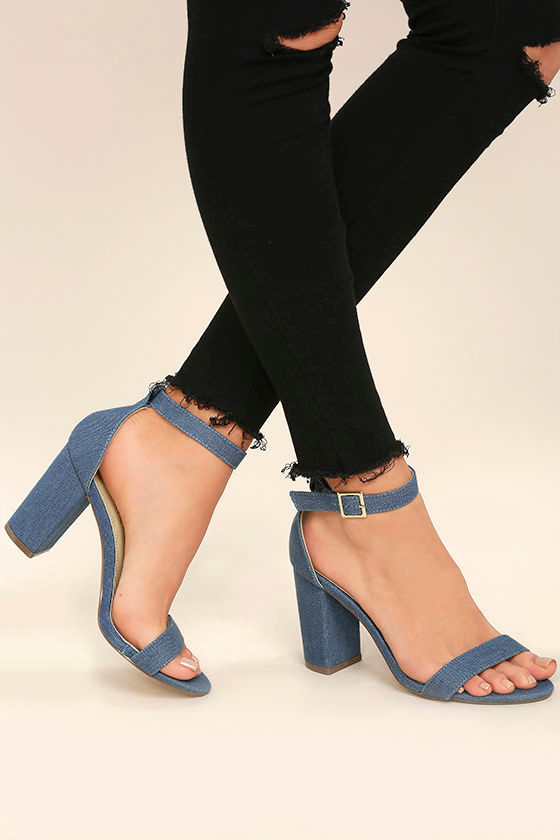 Morela Denim Ankle Strap Heels 1