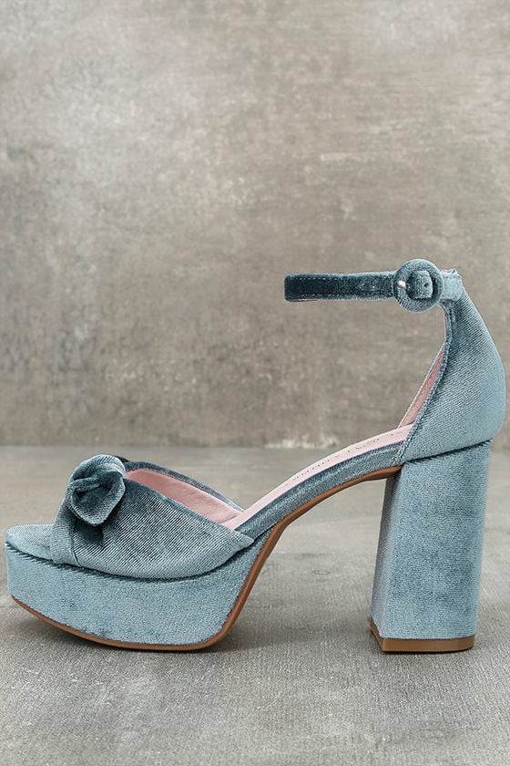 velvet platform heel