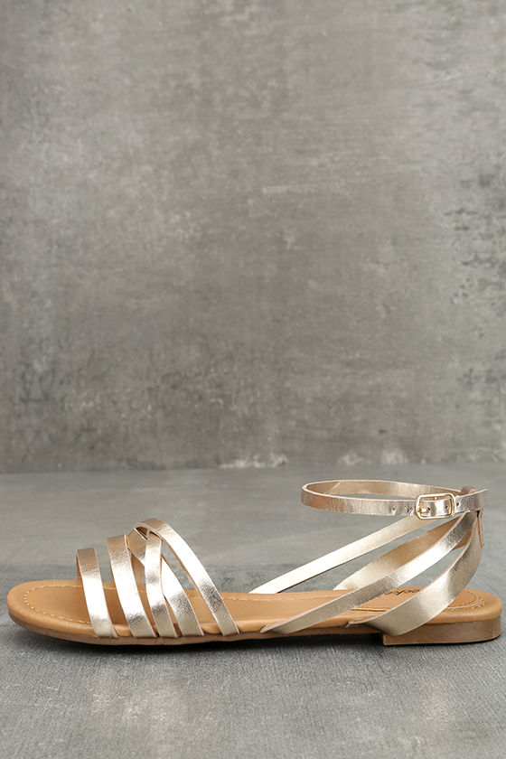 champagne colored flat sandals