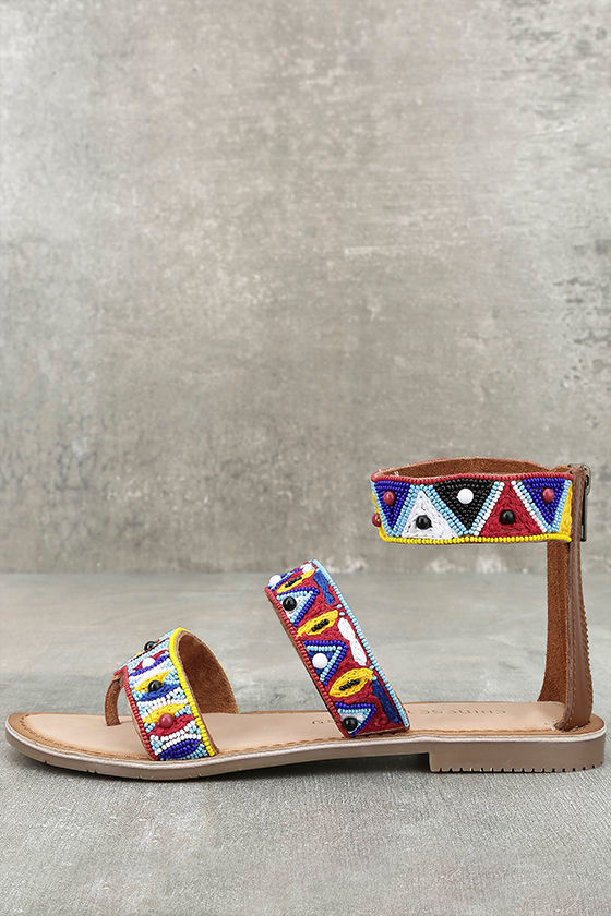beaded leather sandals
