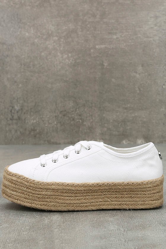 white espadrille platform sneakers