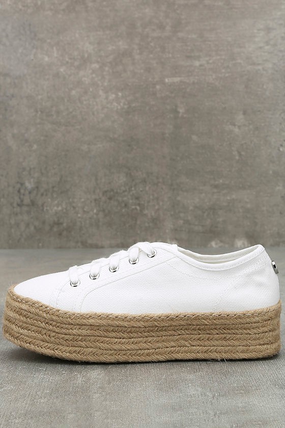 steve madden starling flatform sneakers in white and silver