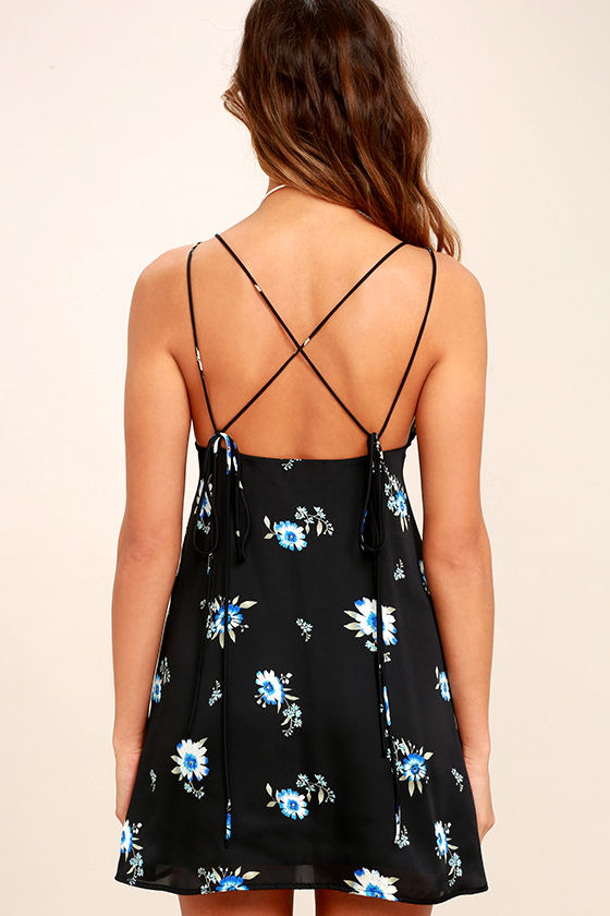 Harvest Happiness Floral Shift Dress In Black main image 1