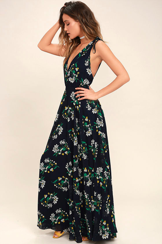 navy blue floral maxi