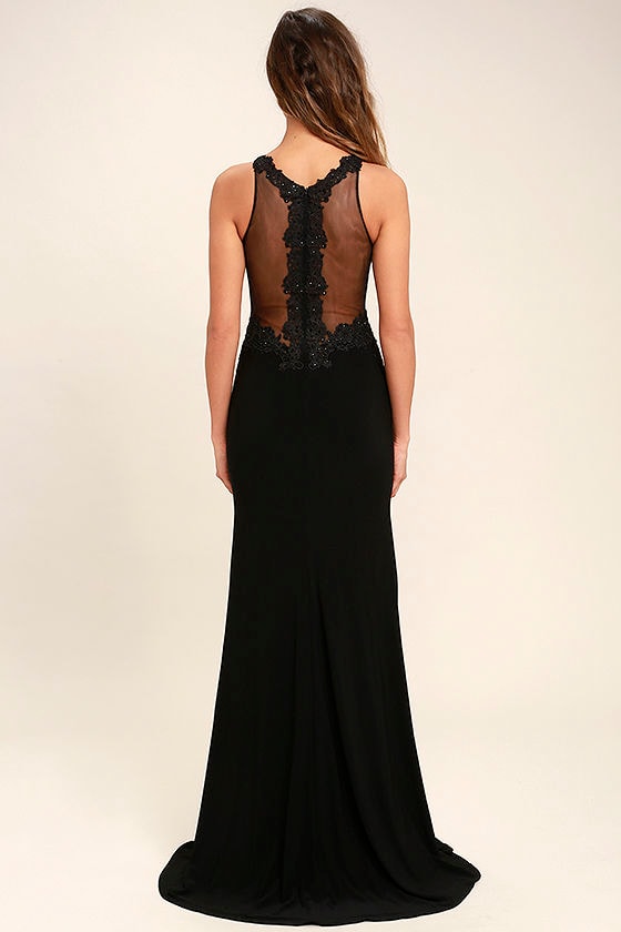 Stunning Black Dress - Lace Maxi Dress - Mesh Maxi Dress - Formal Dress