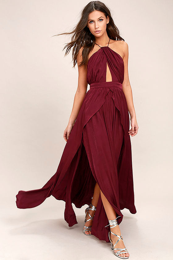 On My Own Burgundy Maxi Dress 1