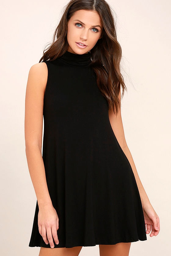 mock neck swing dress