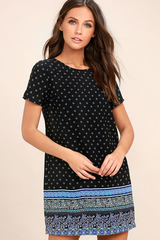 Dandy Lion Black Print Shift Dress 1