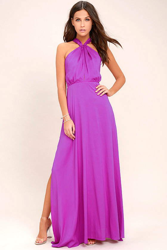 Lovely Purple Dress - Maxi Dress - Halter Dress - Gown - $74.00 - Lulus