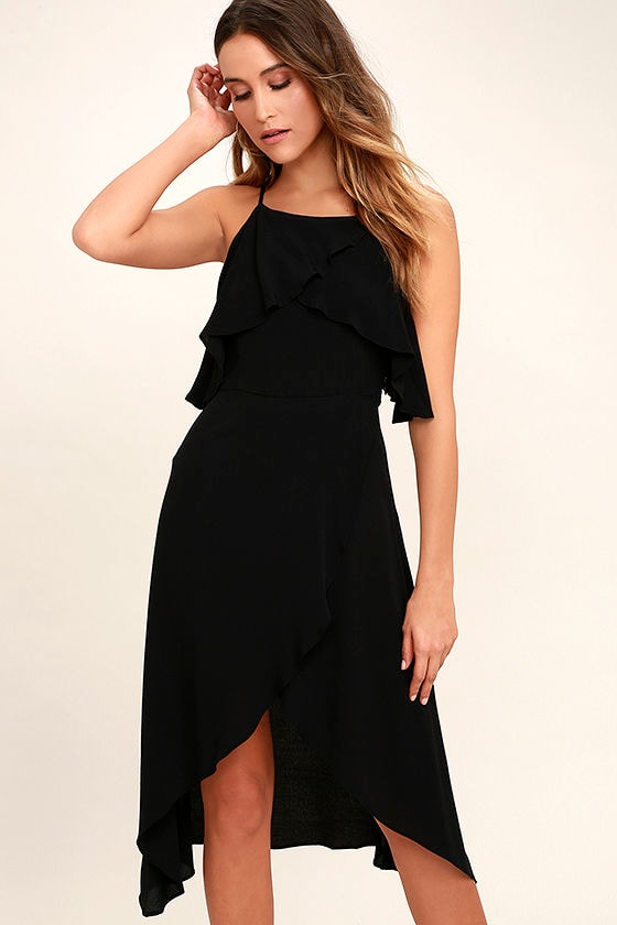 Black High Low Halter Dress