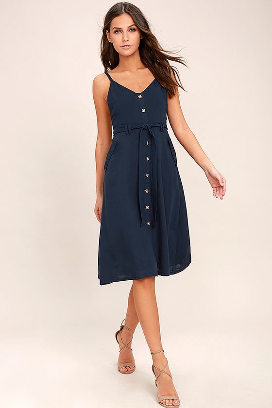 Free and Pier Navy Blue Belted Dress