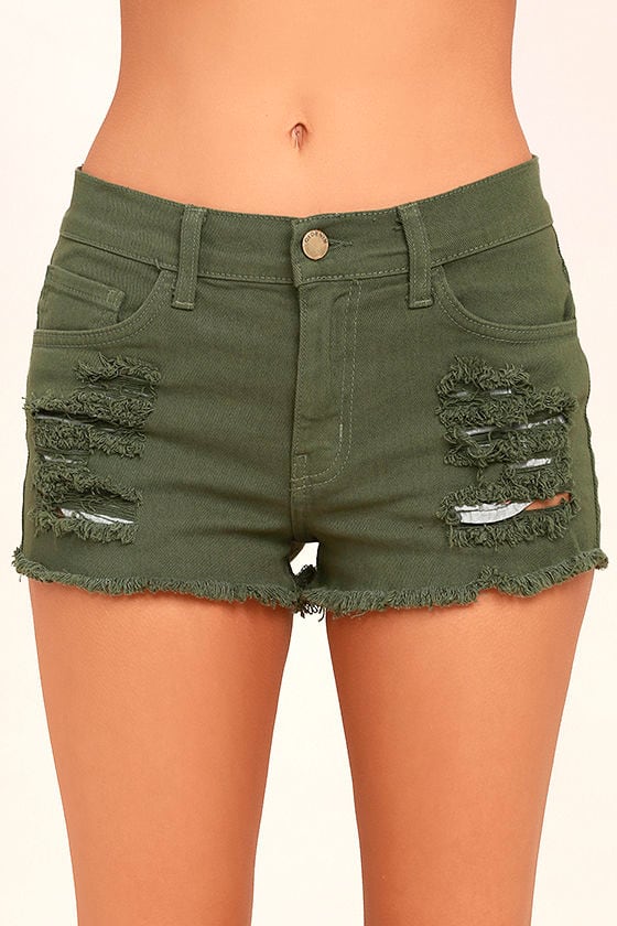 olive green sweat shorts