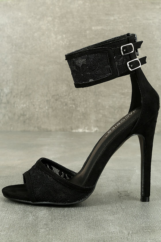 Drusilla Black Lace Ankle Strap Heels 1