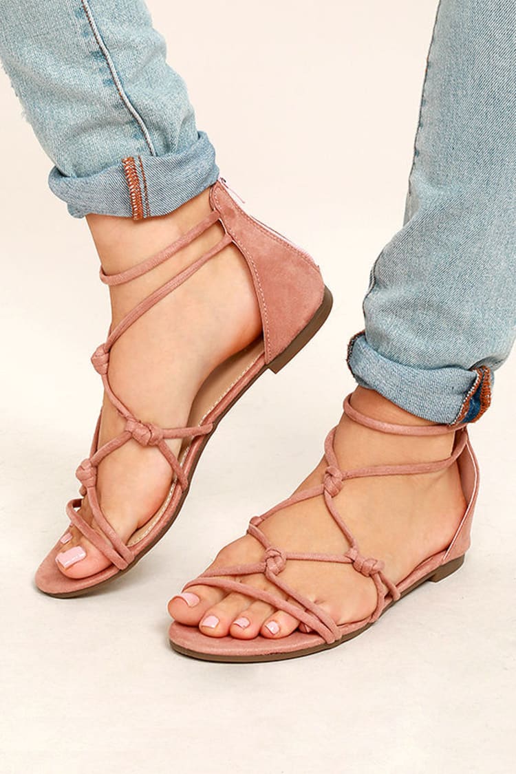 Cute Pink Sandals - Vegan Suede Sandals - Gladiator Sandals - $22.00 - Lulus