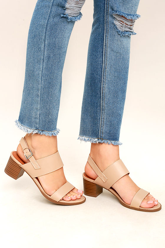 Cute Natural Sandals Heeled Sandals Vegan Leather Sandals 27.00