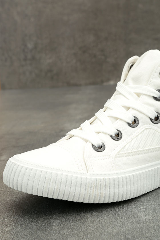 Blowfish Crawler - White Canvas Sneakers - High Top Sneakers - $39.00