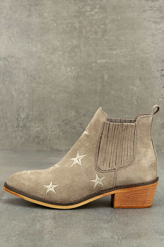Stacia Grey Suede Embroidered Ankle Boots 2