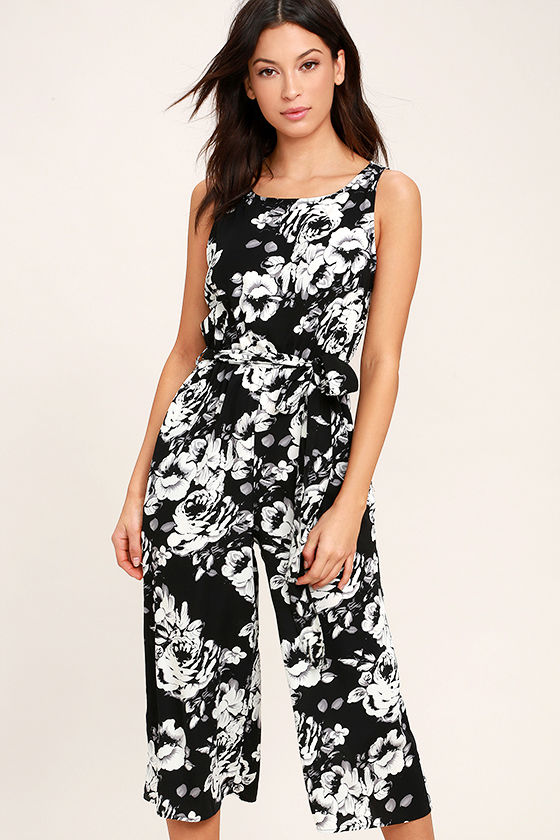 black and white floral jumpsuit