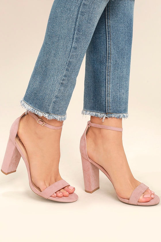 pale pink chunky heels