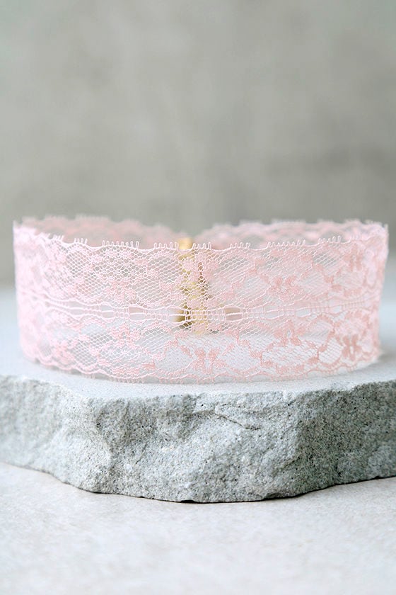 Swoon as Possible Blush Pink Lace Choker Necklace