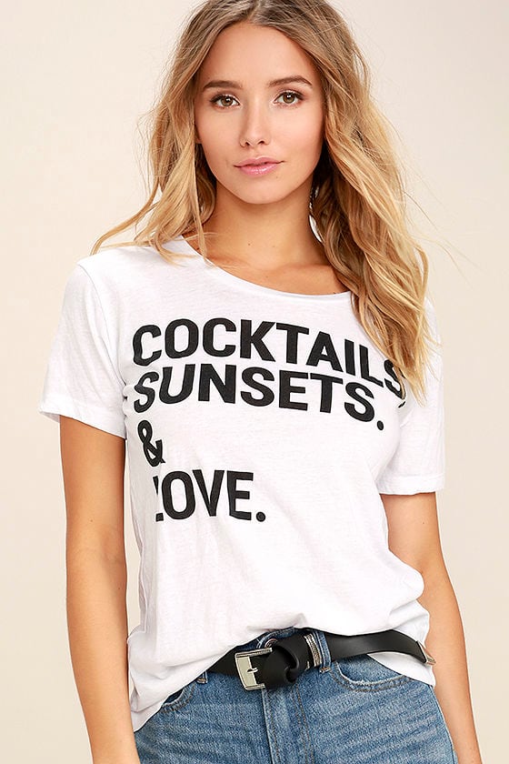 Chaser Cocktails At Sunset Tee - White Tee - Graphic Tee - $62.00 - Lulus